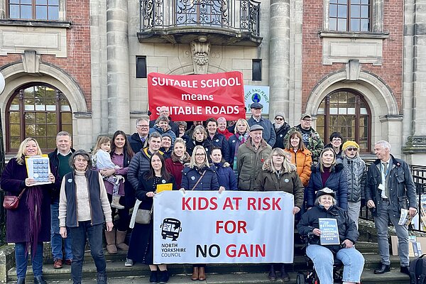 Handing in the petition outside County Hall, Northallerton